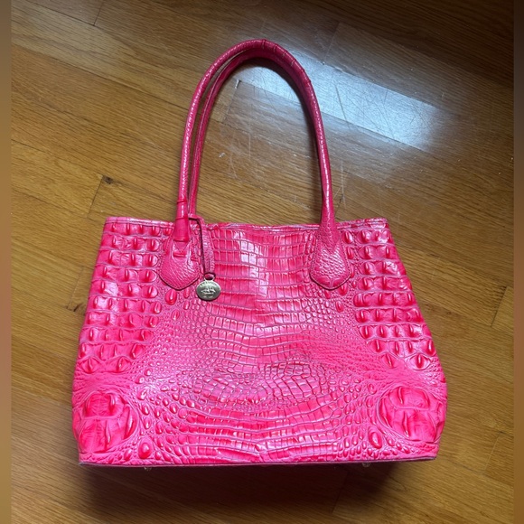 Brahmin Pink Crocodile Embossed Tote Bag - Picture 1 of 16